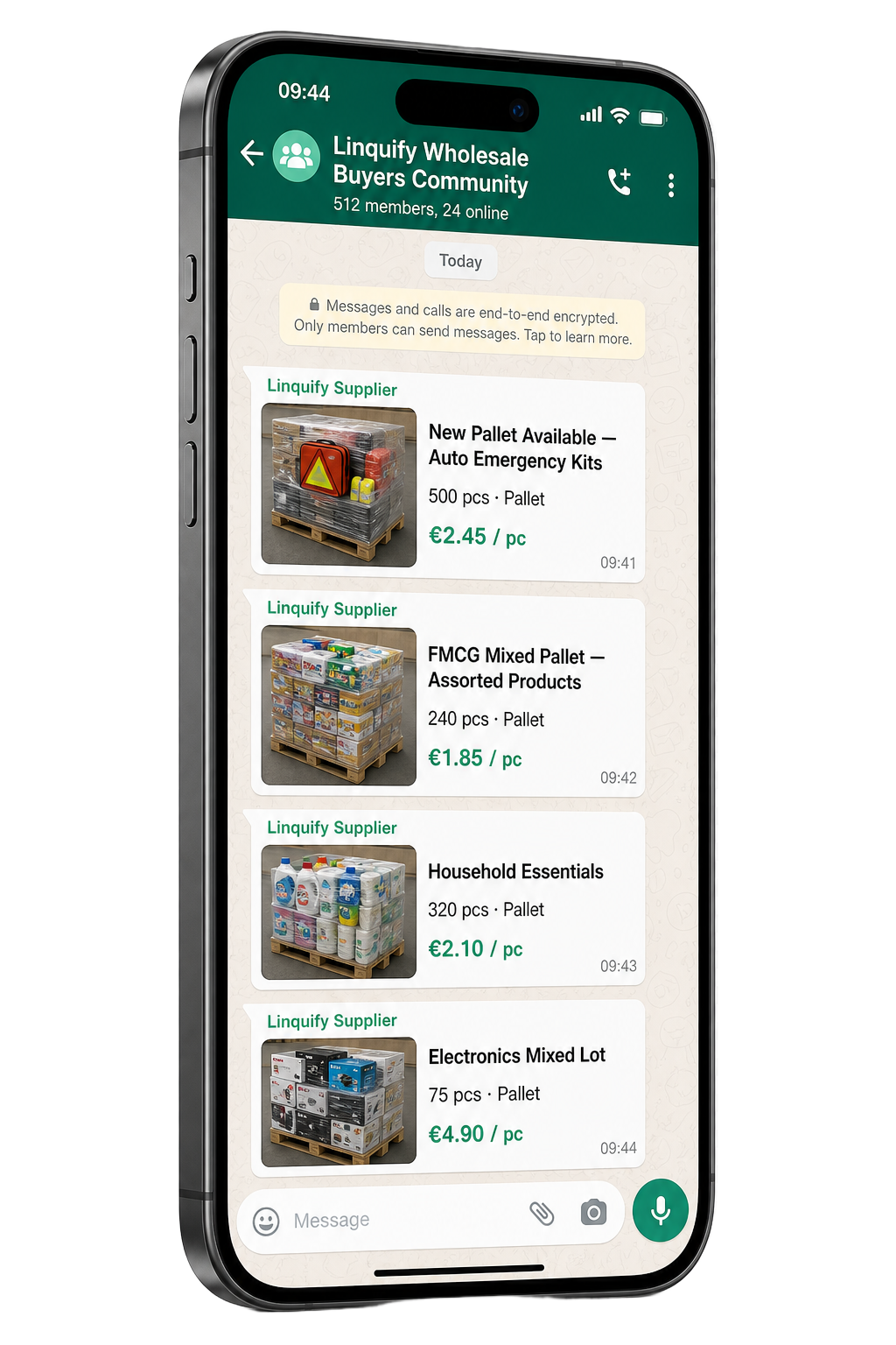 Linquify WhatsApp buyers community on phone